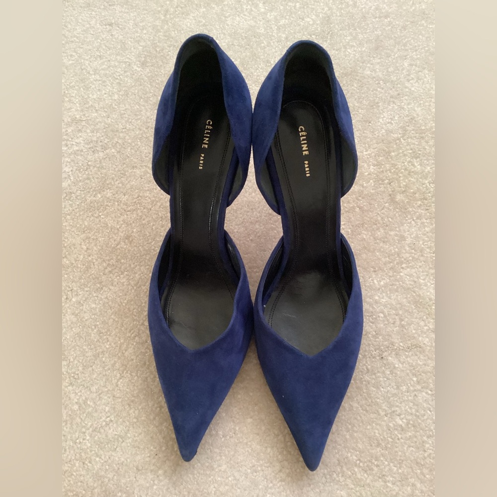Celine Ocean Blue Nubuck Suede D’orsay Pump Heel